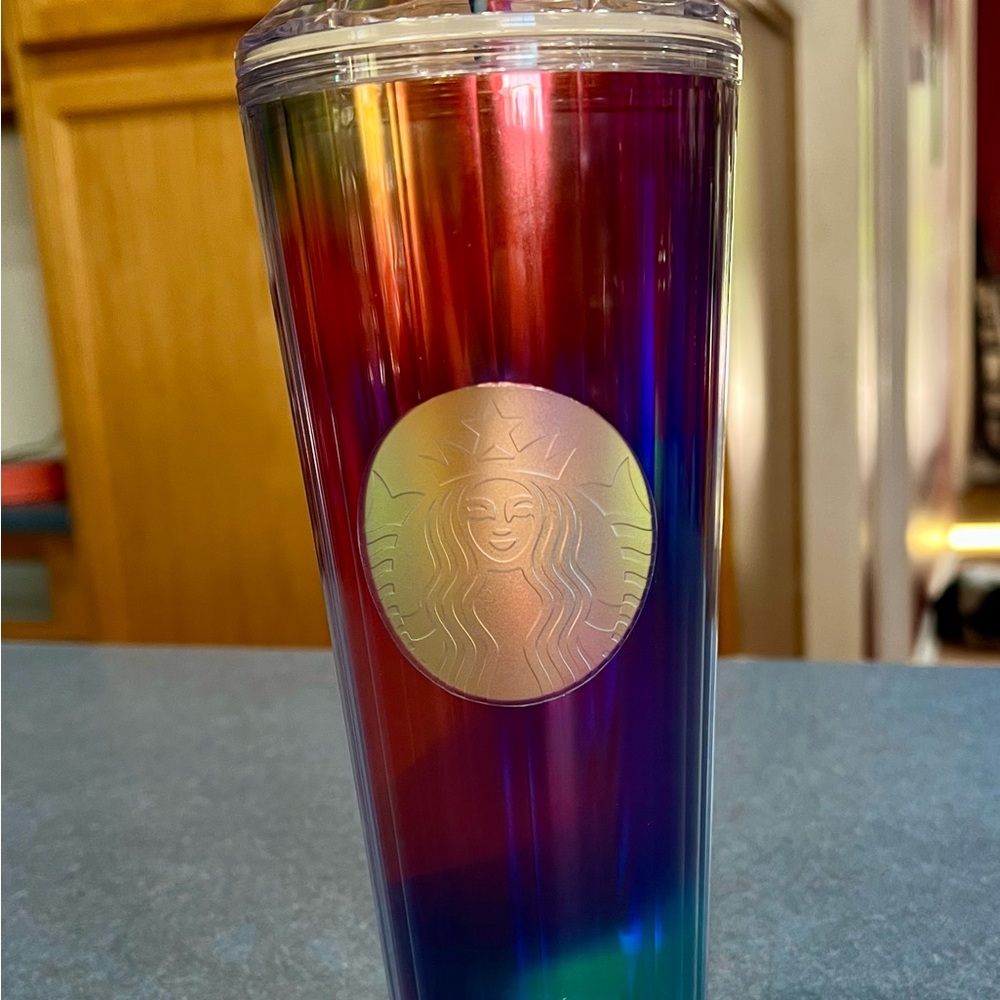 Starbucks Multicolor Tumbler with Logo. 24 oz w/straw